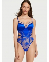 Мереживний боді з подвійним пушап Victoria’s Secret Bombshell Fishnet Floral Teddy, Синій