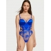 Мереживний боді з подвійним пушап Victoria’s Secret Bombshell Fishnet Floral Teddy, Синій