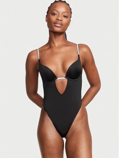 Боді Victoria’s Secret Very Sexy Plunge Convertible Shine Bodysuit, Чорний