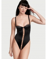 Боді Victoria’s Secret Logo Embroidery Unlined Underwire Teddy, Чорний