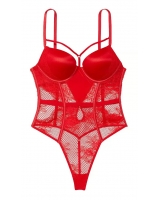Мереживний боді з подвійним пушап Victoria’s Secret Bombshell Fishnet Floral Teddy, Червоний