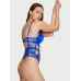 Мереживний боді з подвійним пушап Victoria’s Secret Bombshell Fishnet Floral Teddy, Синій