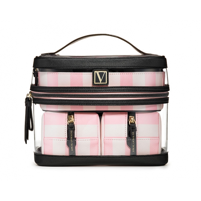 Косметичка 4-в-1 Victoria's Secret Beauty Bag, Pink Stripe