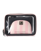 Косметичка 3 в 1 Victoria's Secret Beauty Bag Trio, Pink Stripe