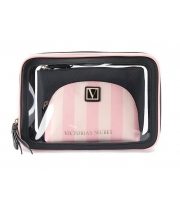 Косметичка 3 в 1 Victoria's Secret Beauty Bag Trio, Pink Stripe