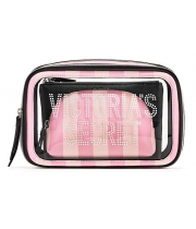Косметичка 3 в 1 Victoria's Secret Beauty Bag Trio Logo Pink Stripe