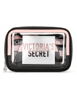 Косметичка 3 в 1 Victoria's Secret Beauty Bag Trio, Logo Black and Pink Stripe