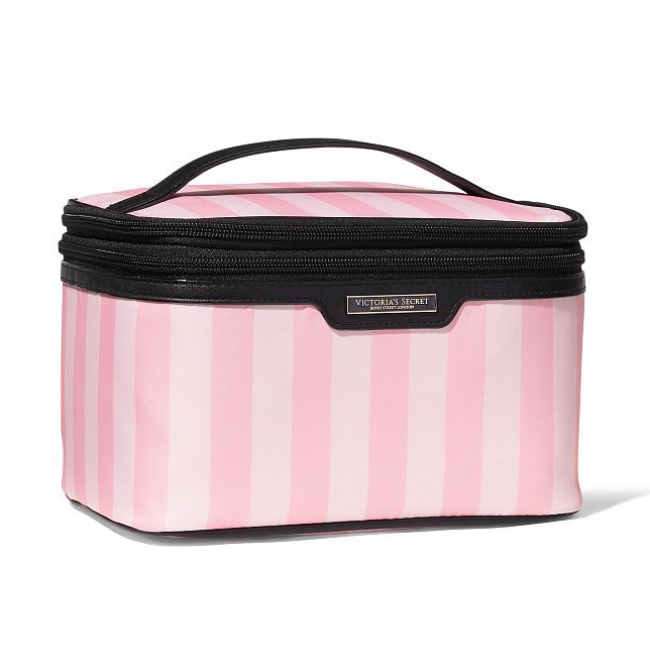 Косметичка-кейс в Смужку Victoria's Secret Express Train Case, Pink Stripe Logo