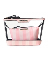Косметичка в Рожеву Смужку 2 в 1 Victoria's Secret Beauty Bag Duo, Iconic Stripe
