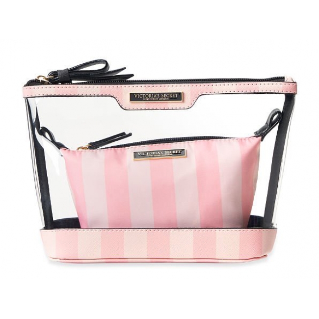 Косметичка в Рожеву Смужку 2 в 1 Victoria's Secret Beauty Bag Duo, Iconic Stripe