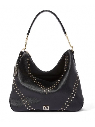 Сумка Victoria's Secret The Victoria Curve Bag, чорна із золотою фурнітурою