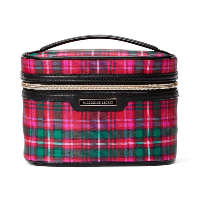 Косметичка-кейс в Клітинку Victoria's Secret Mini Express Train Case, Bright Tartan