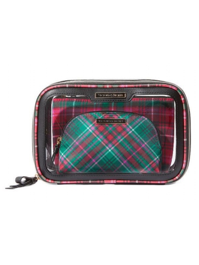 Косметичка 3 в 1 Victoria's Secret Beauty-To-Go Bag Trio, Червона клітинка