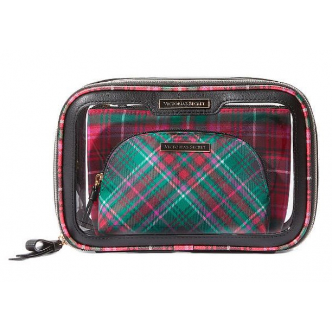 Косметичка 3 в 1 Victoria's Secret Beauty-To-Go Bag Trio, Червона клітинка