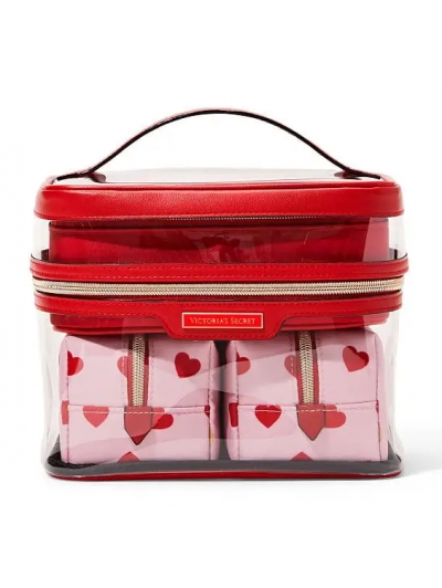 Косметичка 4-в-1 Victoria Secret Beauty Bag, Червоні серця