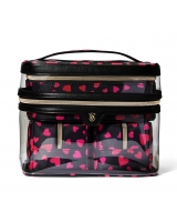Косметичка 4-в-1 Victoria's Secret Beauty Bag, Чорна з серцями