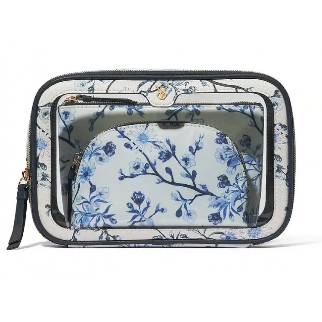 Косметичка 3 в 1 Victoria's Secret Beauty-To-Go Bag Trio, Біла з квітами