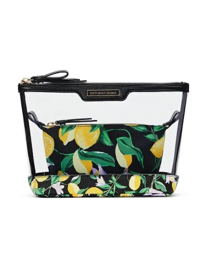Косметичка 2 в 1 Victoria's Secret Beauty Bag Duo, Чорна з лимонами 