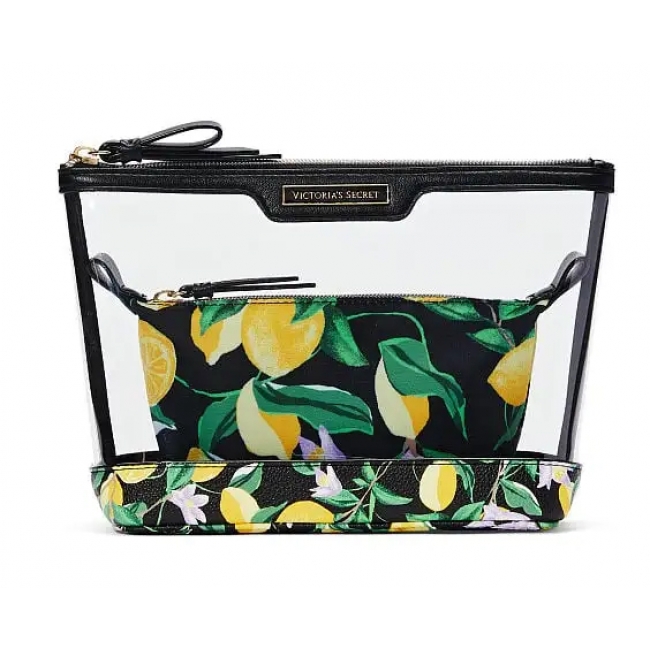 Косметичка 2 в 1 Victoria's Secret Beauty Bag Duo, Чорна з лимонами 