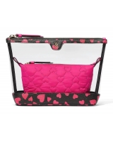 Косметичка 2 в 1 Victoria's Secret Beauty Bag Duo, Чорна з сердечками