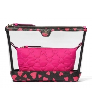 Косметичка 2 в 1 Victoria's Secret Beauty Bag Duo, Чорна з сердечками