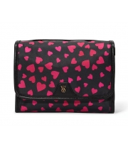 Косметичка Victoria's Secret Packable Makeup Bag, Чорна з сердечками