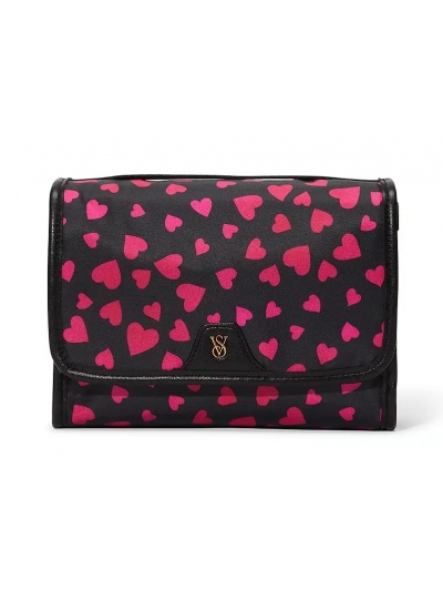 Косметичка Victoria's Secret Packable Makeup Bag, Чорна з сердечками