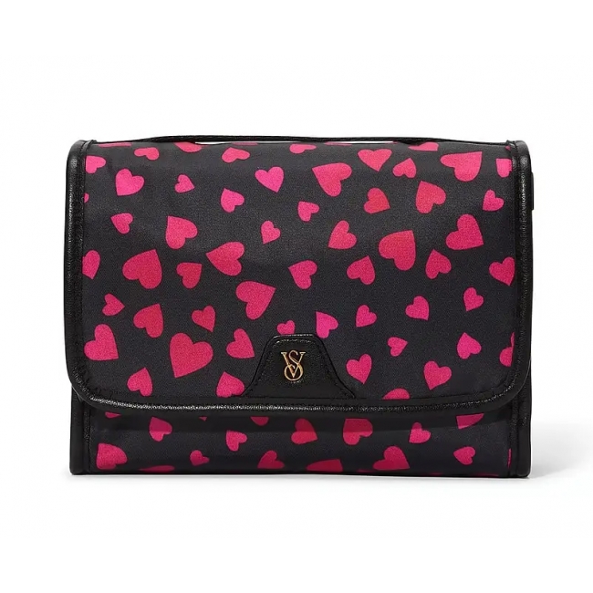 Косметичка Victoria's Secret Packable Makeup Bag, Чорна з сердечками