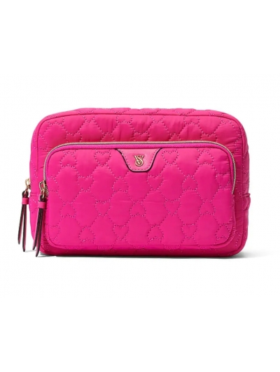 Косметичка Victoria's Secret Glam Bag, Ярко-рожева з серцями