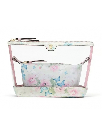 Косметичка 2 в 1 Victoria's Secret Beauty Bag Duo, Біла з квітами