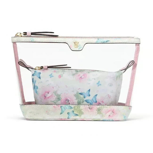 Косметичка 2 в 1 Victoria's Secret Beauty Bag Duo, Біла з квітами