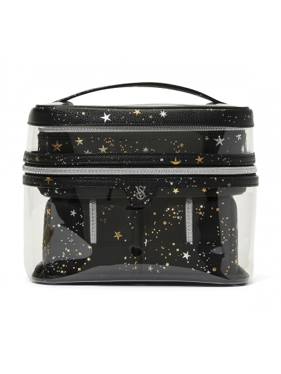 Косметичка 4-в-1 Victoria's Secret Beauty Bag, Чорна з зірками