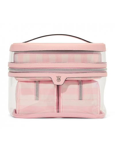 Косметичка у Рожеву Смужку Victoria's Secret 4-Piece Makeup Bag, Heritage Stripe