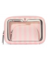 Косметичка у Рожеву Смужку 3 в 1 Victoria's Secret Beauty-To-Go Bag Trio, Heritage Stripe