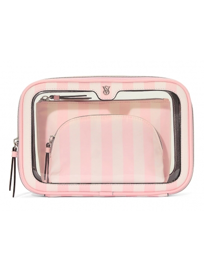 Косметичка у Рожеву Смужку 3 в 1 Victoria's Secret Beauty-To-Go Bag Trio, Heritage Stripe