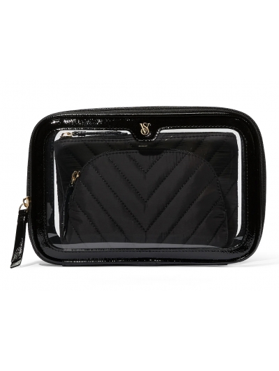 Косметичка 3 в 1 Victoria's Secret Beauty-To-Go Bag Trio, Чорна V-Quilt