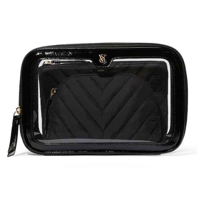 Косметичка 3 в 1 Victoria's Secret Beauty-To-Go Bag Trio, Чорна V-Quilt