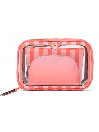 Косметичка у Рожеву Смужку 3 в 1 Victoria's Secret Beauty-To-Go Bag Trio, Помаранчева смужка