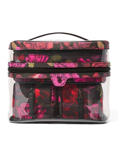 Косметичка 4-в-1 Victoria's Secret Beauty Bag, White Flowers, Black Floral