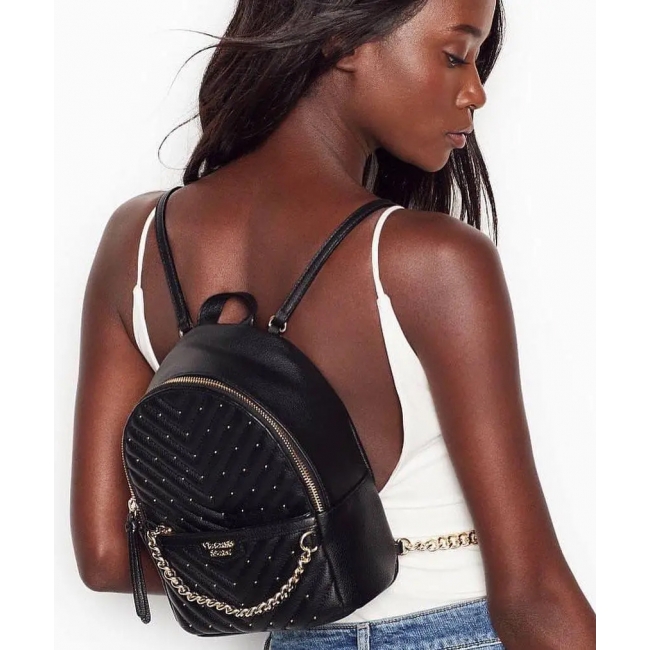 Рюкзак Victoria's Secret Pebbled V-Quilt Small City Backpack, Black 