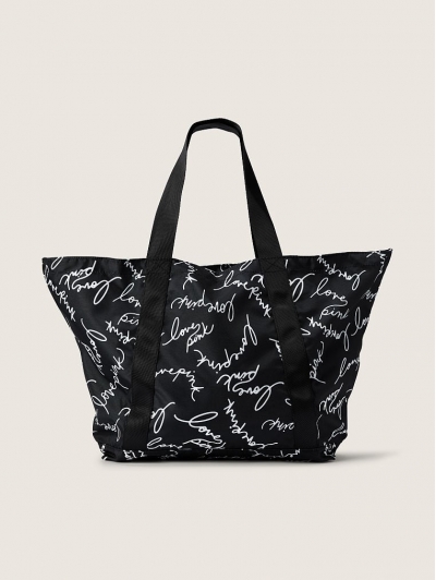 Сумка Victoria's Secret Tote Bag, чорна з лготипом VS