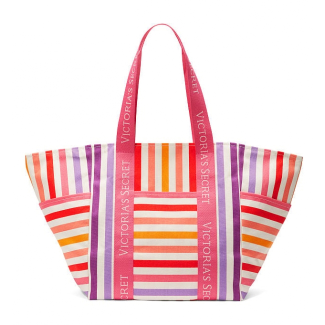 Сумка пляжна Victoria’s Secret Multicolor Stripes Tote Bag, різнокольорова смужка