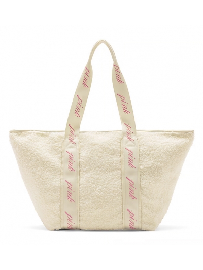 Сумка Victoria’s Secret Pink Cozy-Plush Tote Bag, Кремова