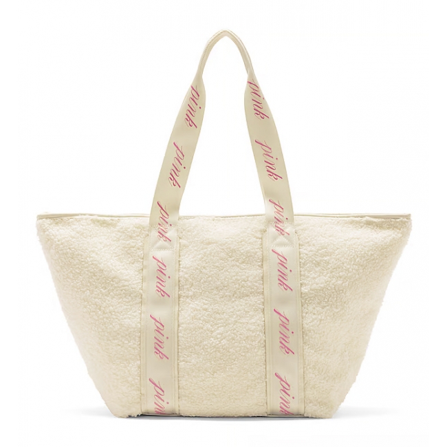 Сумка Victoria’s Secret Pink Cozy-Plush Tote Bag, Кремова
