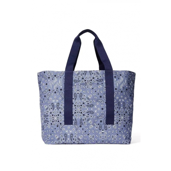 Сумка пляжна Victoria’s Secret Reversible Canvas Tote Bag, синя