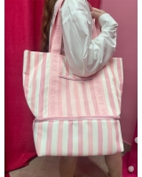 Сумка кулер Victoria’s Secret Pink Stripe Cooler Tote Bag, рожева смужка