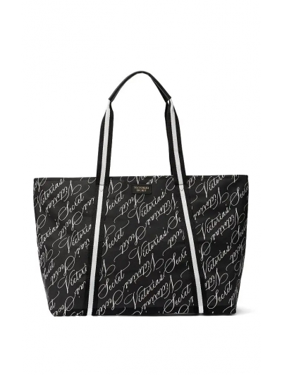 Сумка шопер Victoria's Secret Tote Bag, чорна з лготипом