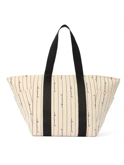 Сумка Victoria’s Secret Colorblock Tote Bag, Бежева з лого VS