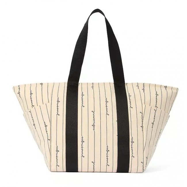 Сумка Victoria’s Secret Colorblock Tote Bag, Бежева з лого VS