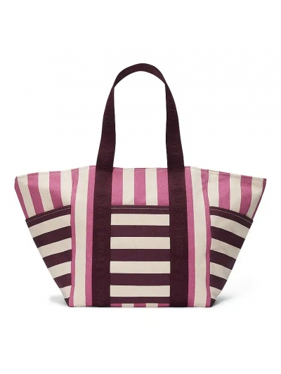 Сумка пляжна Victoria’s Secret Multicolor Stripes Tote Bag, Кольорова смужка з лого VS